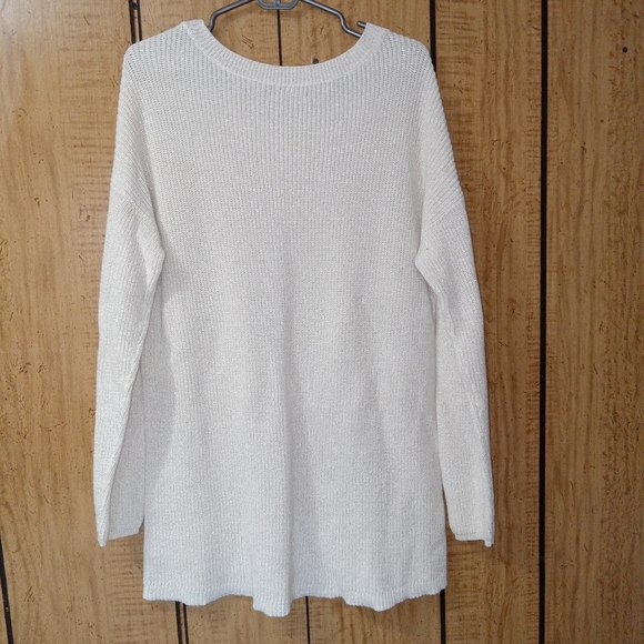 a.n.a Like New Cream & Metallic Gold Knit Tunic Sweater sz XL - Picture 2 of 8